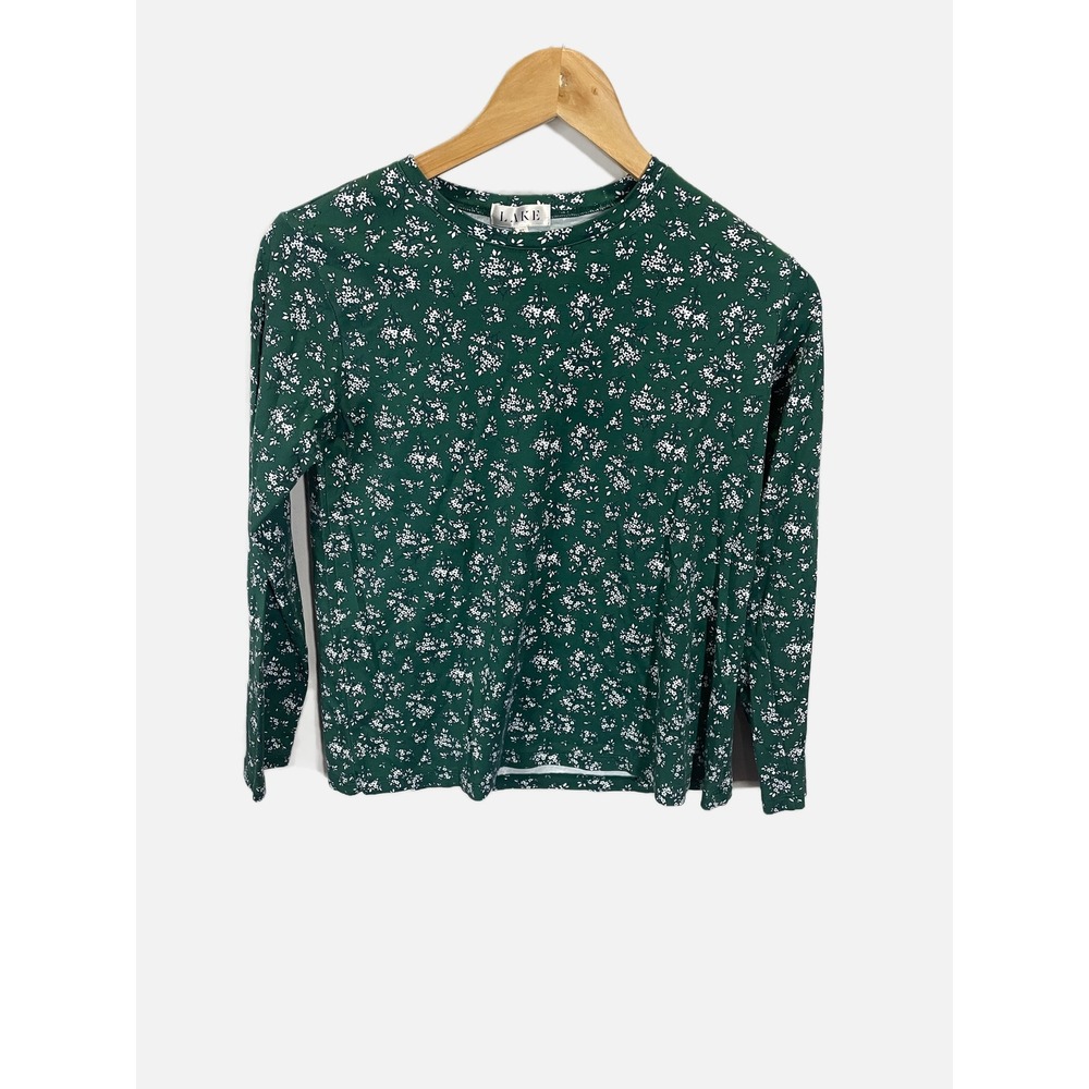 LAKE Pajamas Top Womens XS Green Floral Long Sleeve Pima Cotton Lounge Ditsy